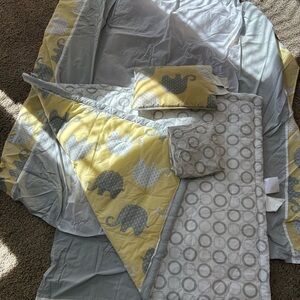 Elephant Pattern Kids Quilt Set - Yellow and Gray